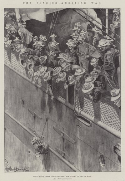 La guerra ispano-americana, truppe statunitensi che lasciano la California per Manila, gli ultimi a bordo da Ralph Cleaver